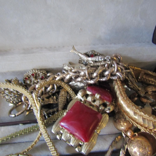 16 - Collection of Various Costume Jewellery with Jewellery Box Velvet Clad Quantity as Photographed