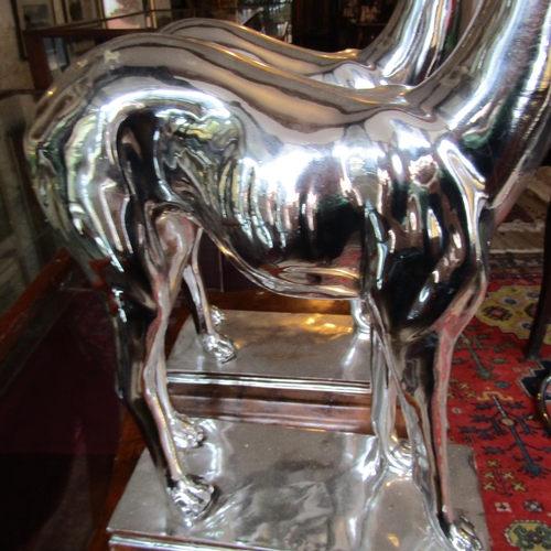 21 - Pair of Chrome Plated Whippet Figures Attractively Detailed Each Approximately 20 Inches High