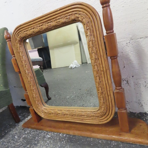 Oak Framed Dressing Table Mirror Approximately 24 Inches Wide