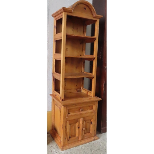 Pine Five Tier Open Form Cabinet with Cupboard Base Single Long Drawer to Apron Approximately 2ft 4 Inches Wide x 6ft High