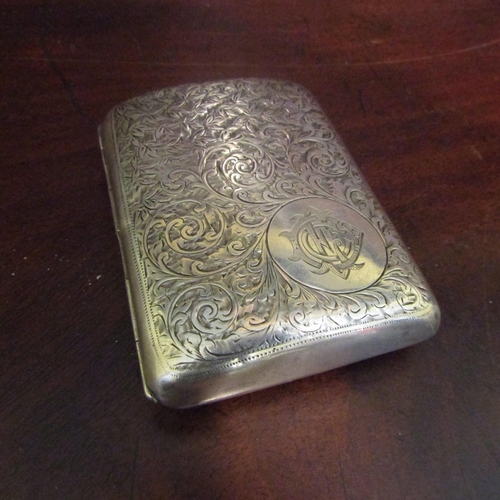 539 - Silver Cigarette or Cigar Case Engraved Detailing Hinged Cover Hallmarked to Interior