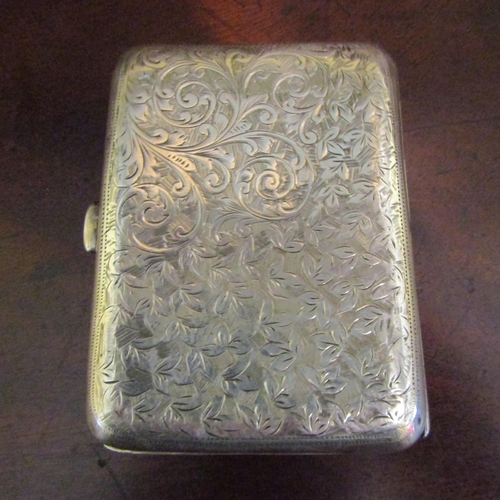 539 - Silver Cigarette or Cigar Case Engraved Detailing Hinged Cover Hallmarked to Interior