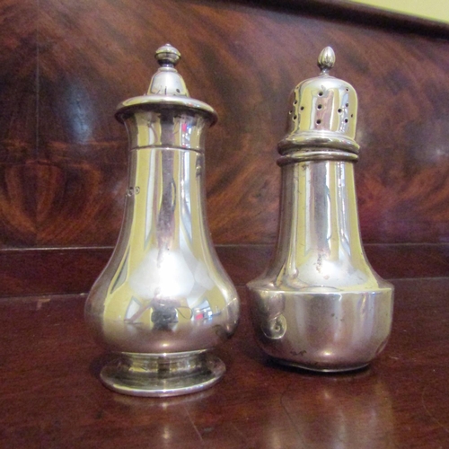 550 - Pair of Silver Salt and Peppers Pedestal Form Each Approximately 4 Inches High