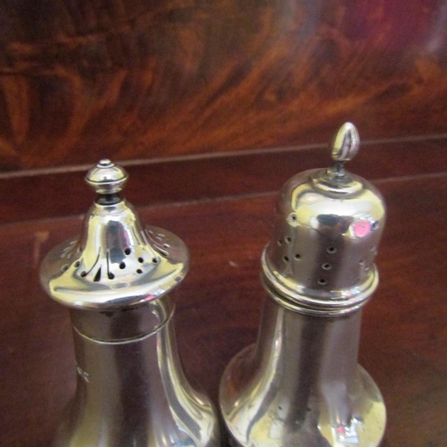 550 - Pair of Silver Salt and Peppers Pedestal Form Each Approximately 4 Inches High