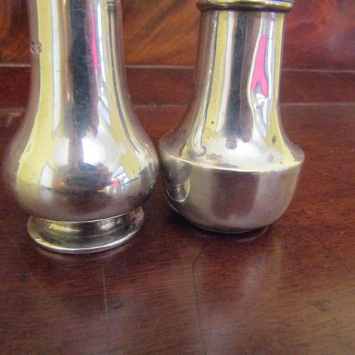 550 - Pair of Silver Salt and Peppers Pedestal Form Each Approximately 4 Inches High