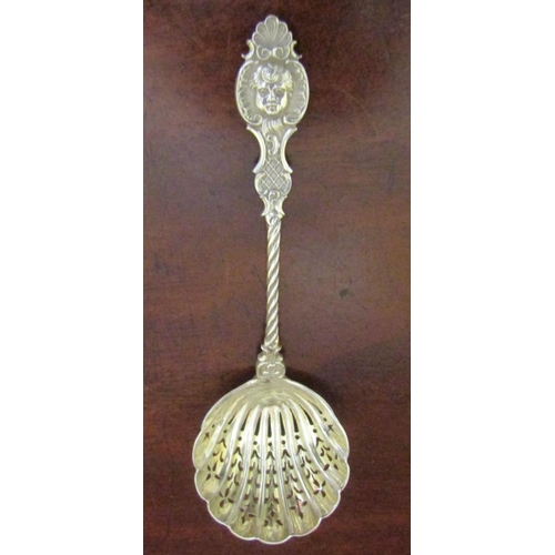 551 - Silver Sugar Caster Spoon Figural Decoration Attractively Detailed Approximately 6 Inches Long