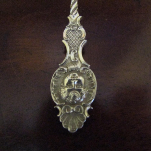 551 - Silver Sugar Caster Spoon Figural Decoration Attractively Detailed Approximately 6 Inches Long