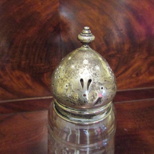 552 - Silver Mounted Cut Crystal Tapered Form Sugar Caster Approximately 6 Inches High