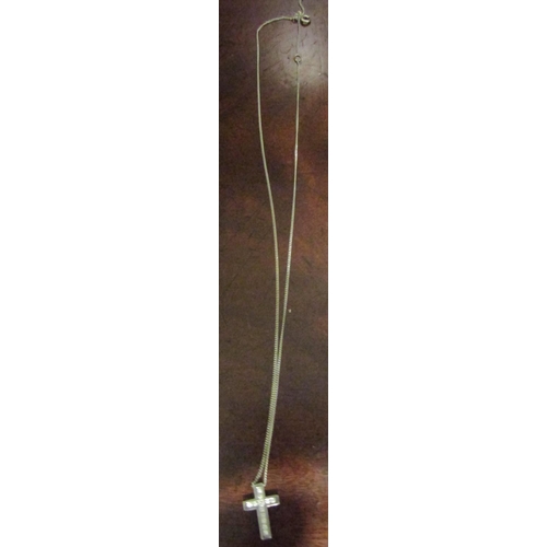 562 - Three Silver Crucifix Pendants Each Mounted on Silver Chains Attractively Detailed