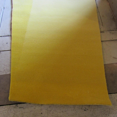 563 - Pure Wool Rug Geometric Form Designer Pale Yellow Ground Approximately 5ft Long