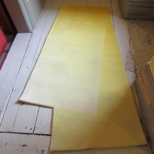 564 - Pure Wool Rug Geometric Form Designer Pale Yellow Ground Approximately 5ft Long