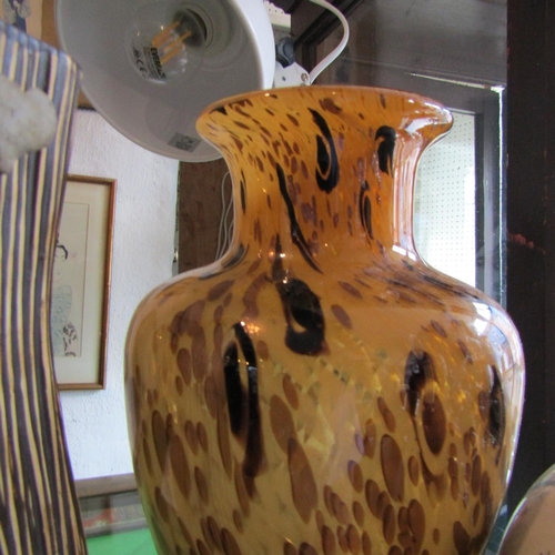 574 - Three Vases Including Vintage Mottled Glass Example Tallest Approximately 14 Inches High