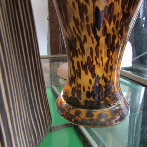 574 - Three Vases Including Vintage Mottled Glass Example Tallest Approximately 14 Inches High