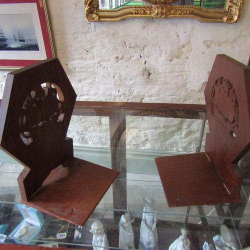 579 - Pair of Folding Bookends Carved from Teak of HMS Warspit when Commissioned Each Approximately 11 Inc... 