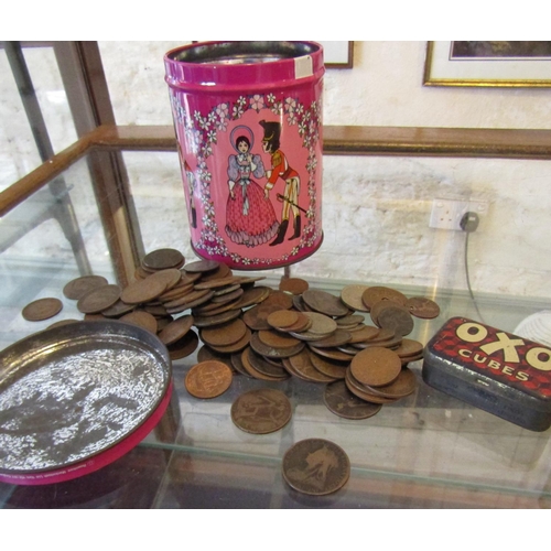 61 - Collection of Various Old Irish Coins etc with Two Enamel Tin Cases Quantity as Photographed