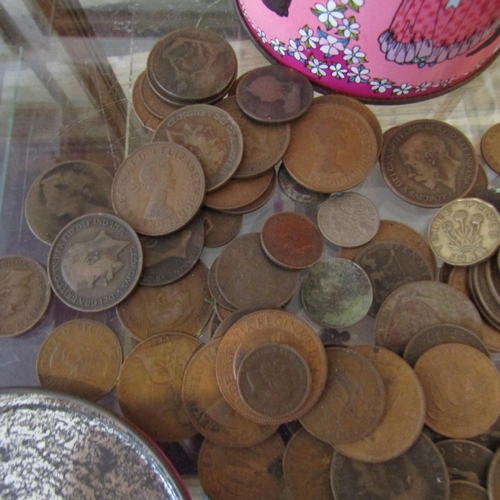 61 - Collection of Various Old Irish Coins etc with Two Enamel Tin Cases Quantity as Photographed