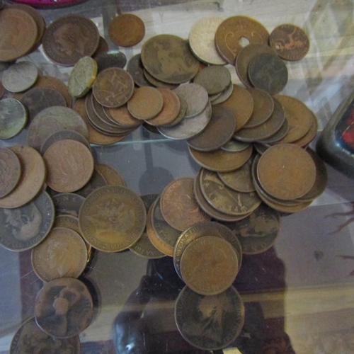 61 - Collection of Various Old Irish Coins etc with Two Enamel Tin Cases Quantity as Photographed