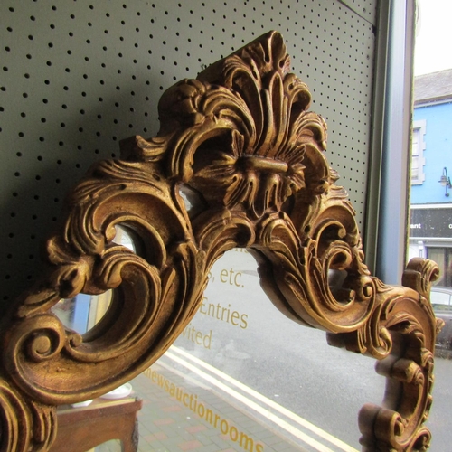 69 - Carved Giltwood Cartouche Form Wall Mirror Approximately 3ft 6 Inches High x 2ft 6 Inches Wide