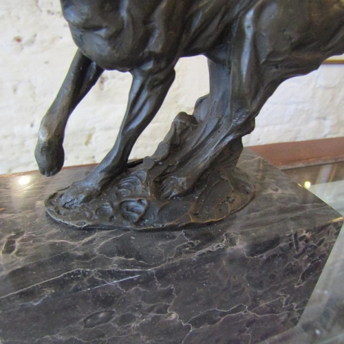 71 - Sprinting Cheetah Bronze Sculpture Mounted on Rectangular Form Marble Base Approximately 9 Inches Wi... 