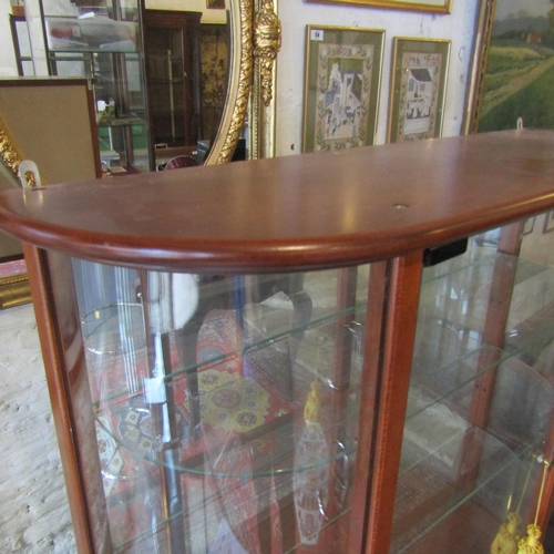 72 - Wall Mounted Display Cabinet Bow End Glass Shelves Contained within Good Original Condition Approxim... 