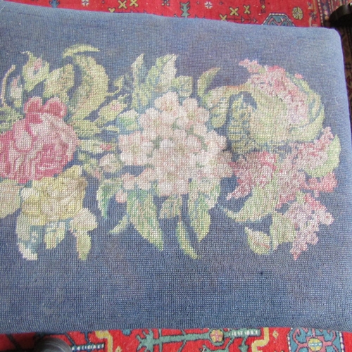 82 - Irish Chippendale Mahoganyu Footstool Needlepoint Upholstered Approximately 22 Inches Wide