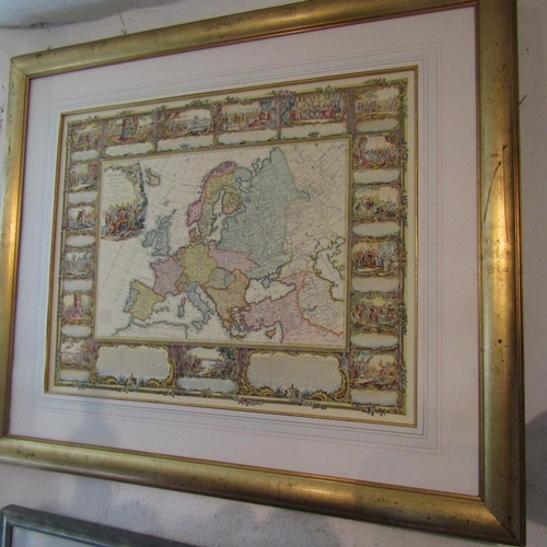 84 - Large Gilt Framed Map of Europe Approximately 3ft Wide