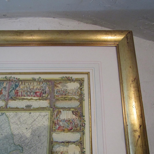 84 - Large Gilt Framed Map of Europe Approximately 3ft Wide