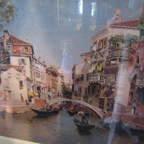 85 - Silver Gilt Lithograph Venetian Scene Approximately 24 Inches Wide x 18 Inches high