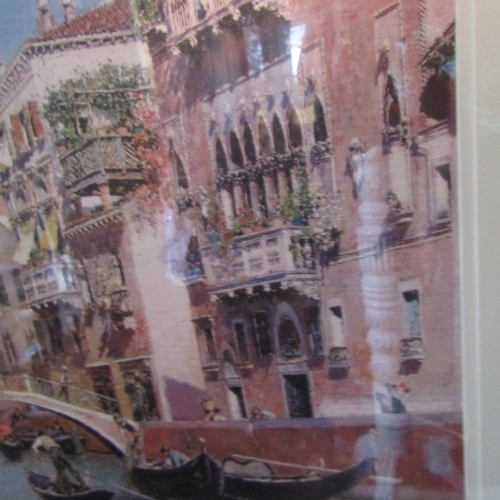 85 - Silver Gilt Lithograph Venetian Scene Approximately 24 Inches Wide x 18 Inches high