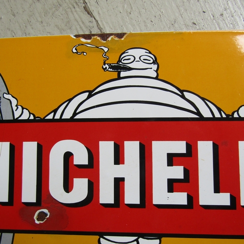 584 - Enamel Michelin Garage Advertising Wall Sign Approximately 11 Inches Wide