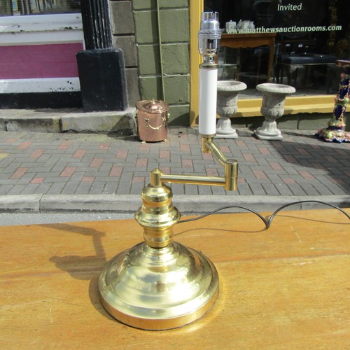 Cast Brass Adjustable Arm Table Lamp Circular Turned Pedestal Base