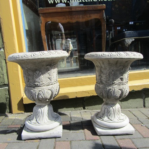 585 - Pair of Composite Stone Garden Urns Each Approximately 30 Inches High