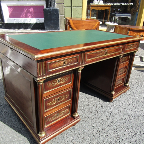 594 - Empire Mahogany Ormolu Mounted Desk of Attractive Form Approximately 4ft 6 Inches Wide