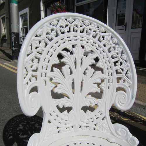 587 - Cast Metal Garden or Conservatory Table with Four Matching Chairs Table Approximately 3ft Diameter