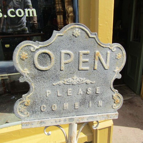 588 - Cast Iron Upright 'Closed Please Visit Again' Sign Approximately 4ft 4 Inches High