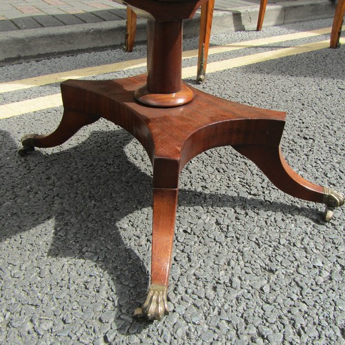 592 - Irish William IV Mahogany Crossbanded Drop Leaf Worktable Elegant Form Possibly by Mack William & Gi... 