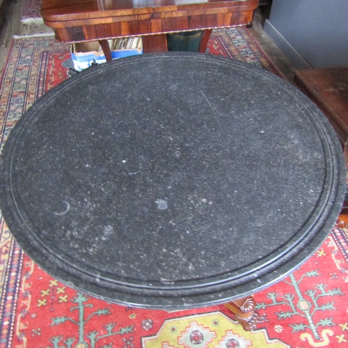 596 - Empire Circular Form table Marble Top above Well Carved Paw Motif Supports Top Approximately 2ft 6 I... 