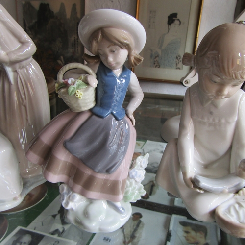 598 - Lladro and Two Nao Fine Porcelain Figures Three in Lot