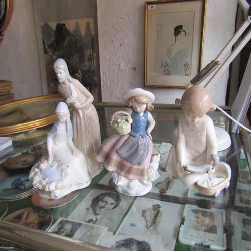 598 - Lladro and Two Nao Fine Porcelain Figures Three in Lot