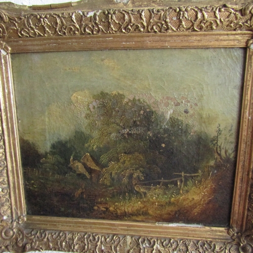 603 - After Wheatly Victorian School Landscape with Cottage Oil on Canvas Contained within Gilded Frame Ap... 