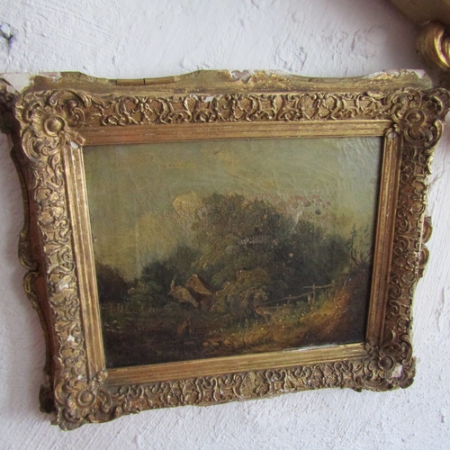 603 - After Wheatly Victorian School Landscape with Cottage Oil on Canvas Contained within Gilded Frame Ap... 