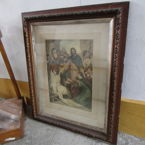 619 - Large Religious Framed Lithograph 'The Raising of Lazarus' 40 Inches High x 20 Inches Wide Approxima... 