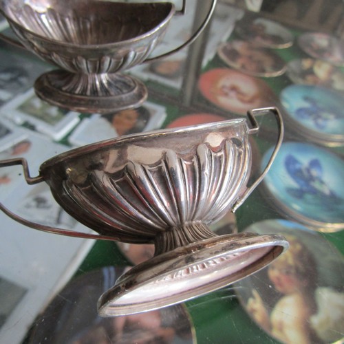 608 - Pair of Silver Salts Twin Handled Pedestal Form