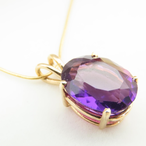 119 - Amethyst 9 Carat Yellow Gold Mounted Pendant Four Claw Set Further Mounted on 9 Carat Yellow Gold Ch... 