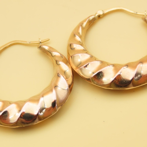 121 - Pair of Circular Form Detailed 9 Carat Yellow and Rose Gold Earrings Each 3cm Diameter