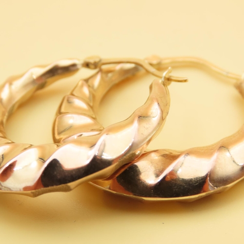 121 - Pair of Circular Form Detailed 9 Carat Yellow and Rose Gold Earrings Each 3cm Diameter