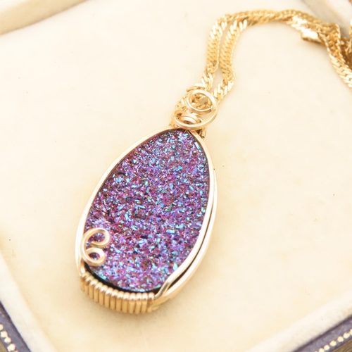 123 - 9 Carat Yellow Gold Pendant 3cm High Set on Silver Gilt Chain 46cm Long Alaskan Gemstone Set