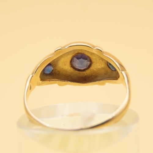 125 - Sapphire and Diamond Three Stone Ring Mounted on 18 Carat Yellow Gold Band Ring Size L