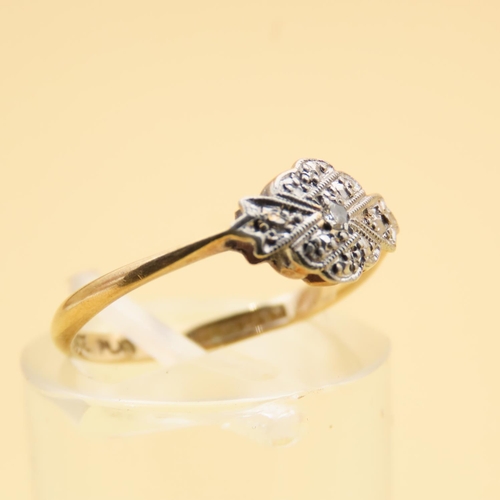 129 - Diamond Cluster Ring Mounted on 18 Carat Yellow Gold Platinum Mounted Ring Size K