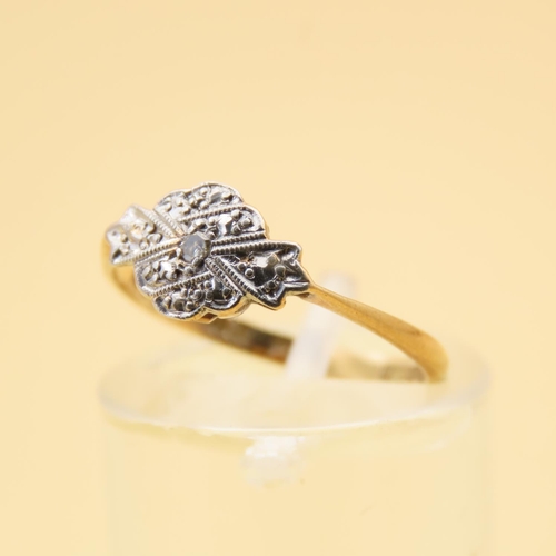 129 - Diamond Cluster Ring Mounted on 18 Carat Yellow Gold Platinum Mounted Ring Size K